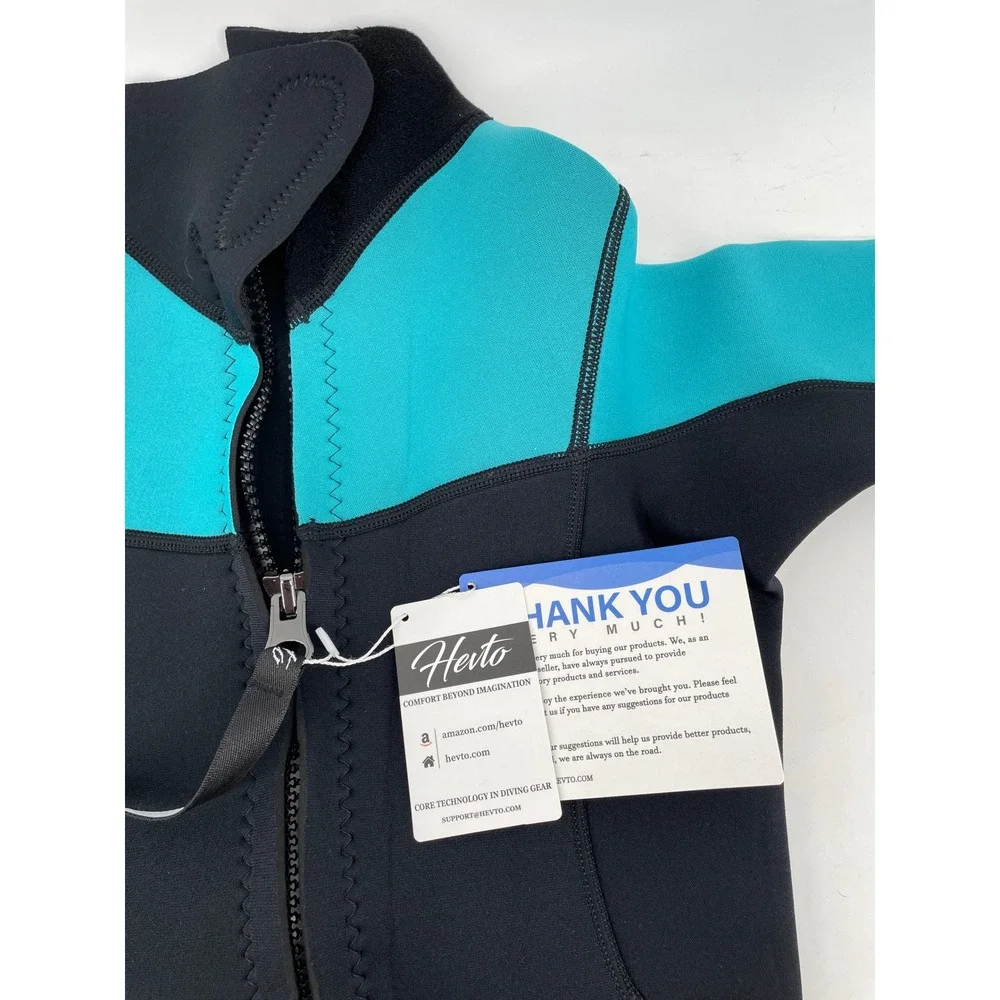 Hevto Wetsuit Youth Size 10 Black Teal Coral-I Full‎ Body Neoprene CLY001 NEW